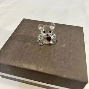 Crystal Bear Figurine with Red Heart